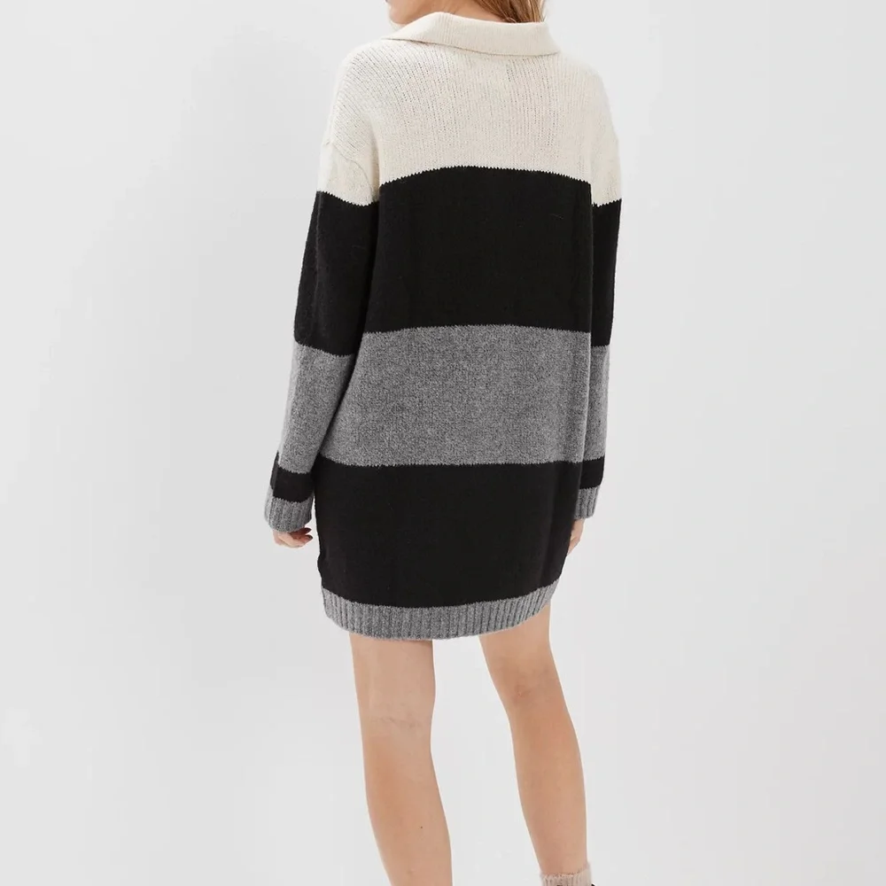 Women's American Eagle Knit Sweater Dress Stripes Collared sz Small - Picture 3 of 8